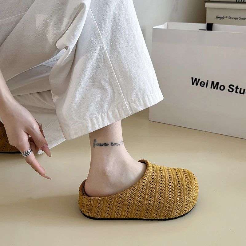 爆款厚底波西米亚勃肯鞋女外穿2025夏季新款一脚蹬包头半拖鞋单鞋