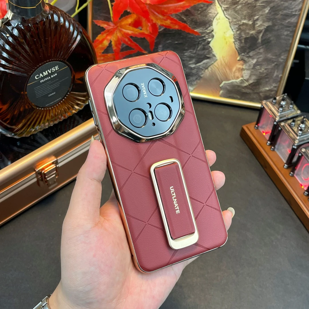 高档新款适用华为mate70秒变非凡大师270度支架二合一真皮壳60pro