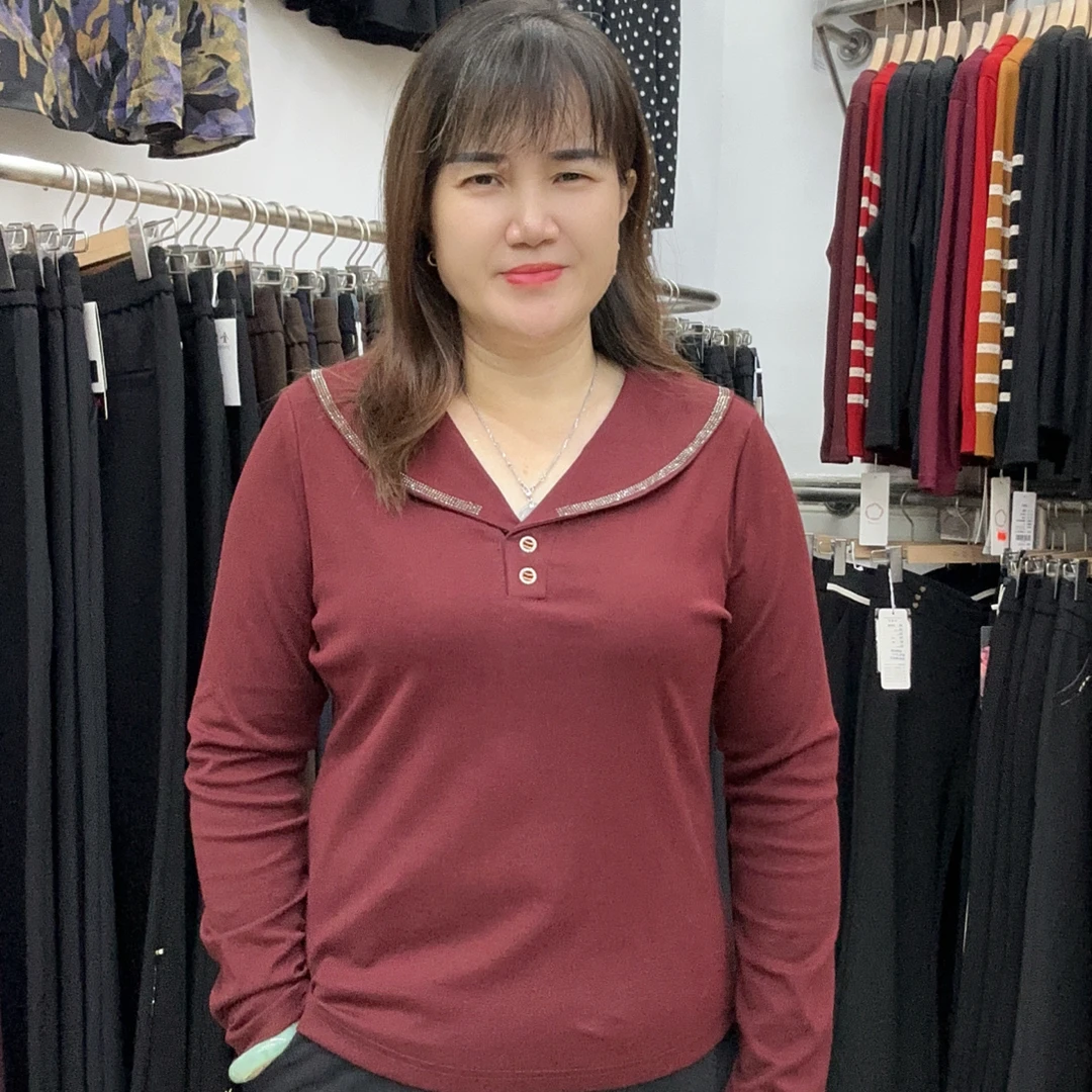 宽松型常规版T恤显瘦长袖休闲风秋季纯色女38219