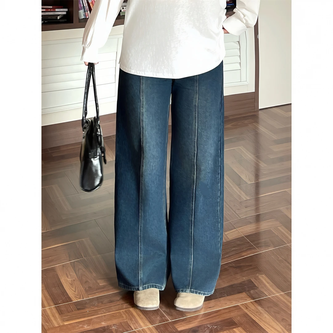 花契"美腿实录"大码女装秋冬显瘦200斤胖mm设计感牛仔裤15682-F