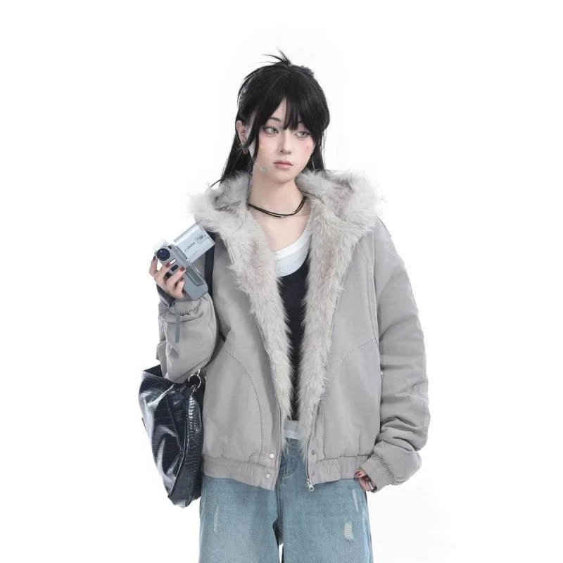 毛领大衣牛仔冬季冬款棉服棉衣男生面包服座山雕潮牌帅气外套潮