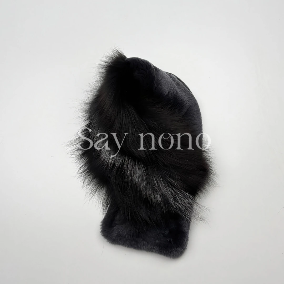 懒猫nono│Saynono 2时尚百搭兔毛搭配狐狸毛围巾 H56122X