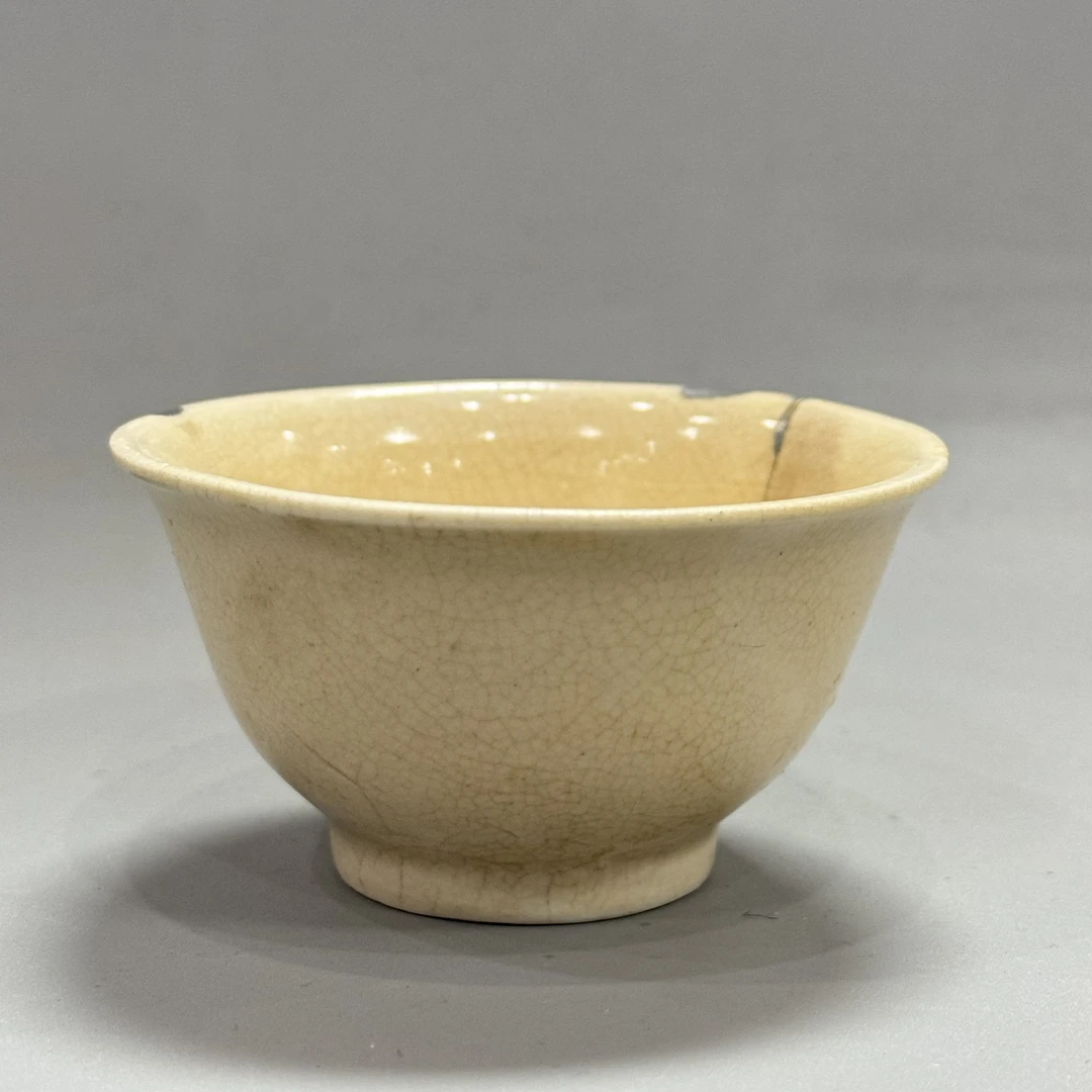德化 白釉杯 锯钉修复 口径8 当代瓷