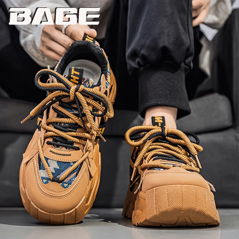 八哥欧洲站男鞋冬季增高大头休闲百搭厚底大码46青少年运动老爹鞋