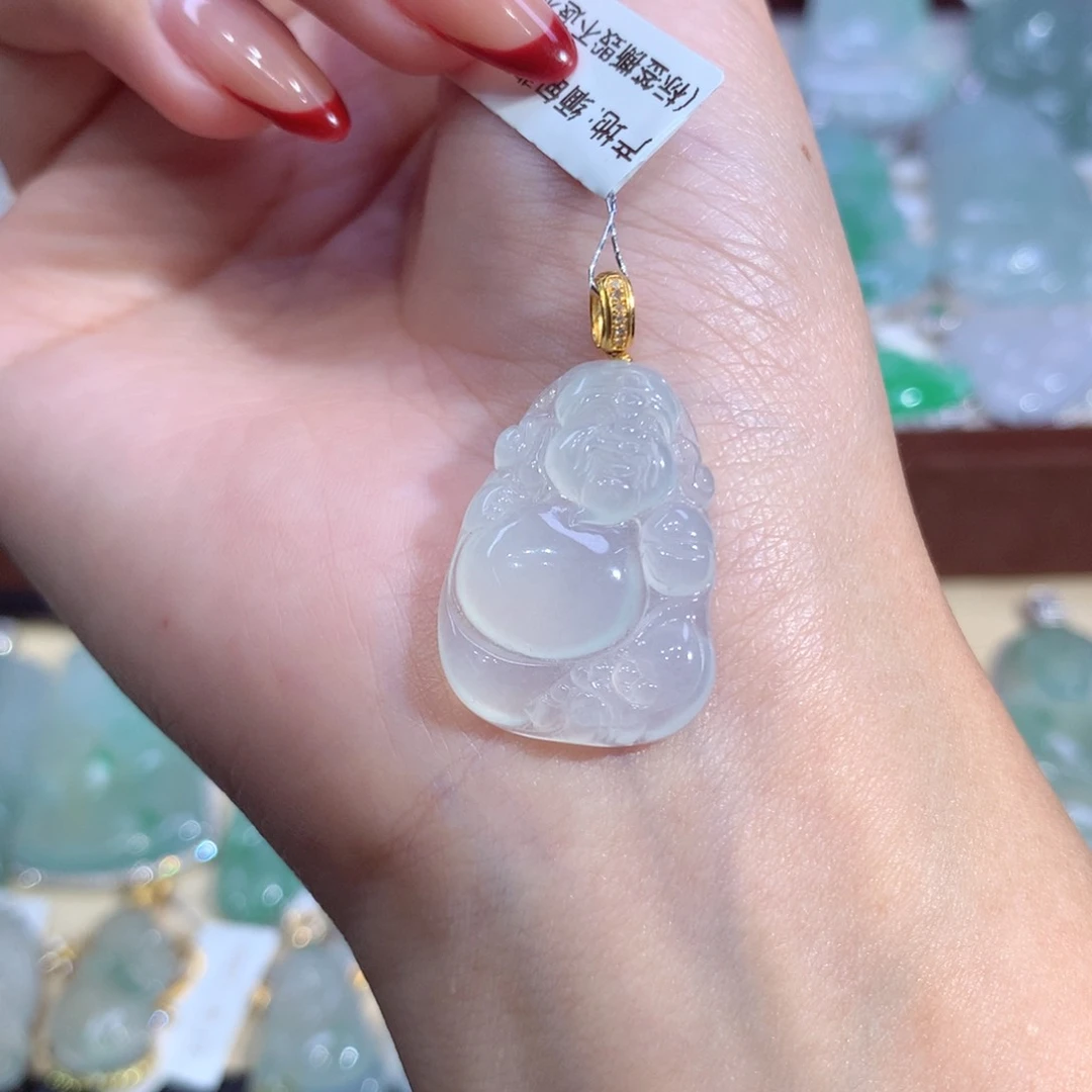 吊坠(不含链)18K金镶嵌翡翠