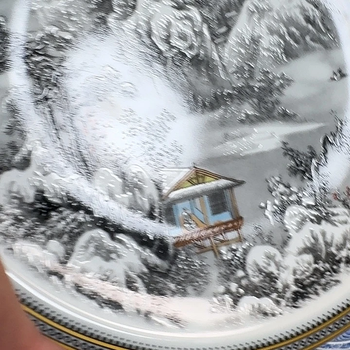 瓷片墨彩雪景大胡乘景德镇