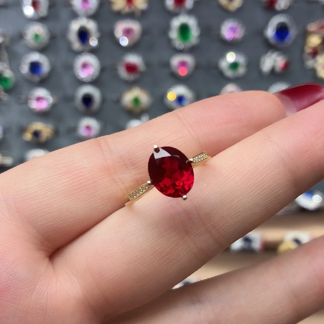 925银培育鸽血红色宝石