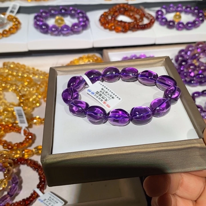 未镶嵌手链水晶巴西浓郁紫水晶糖豆