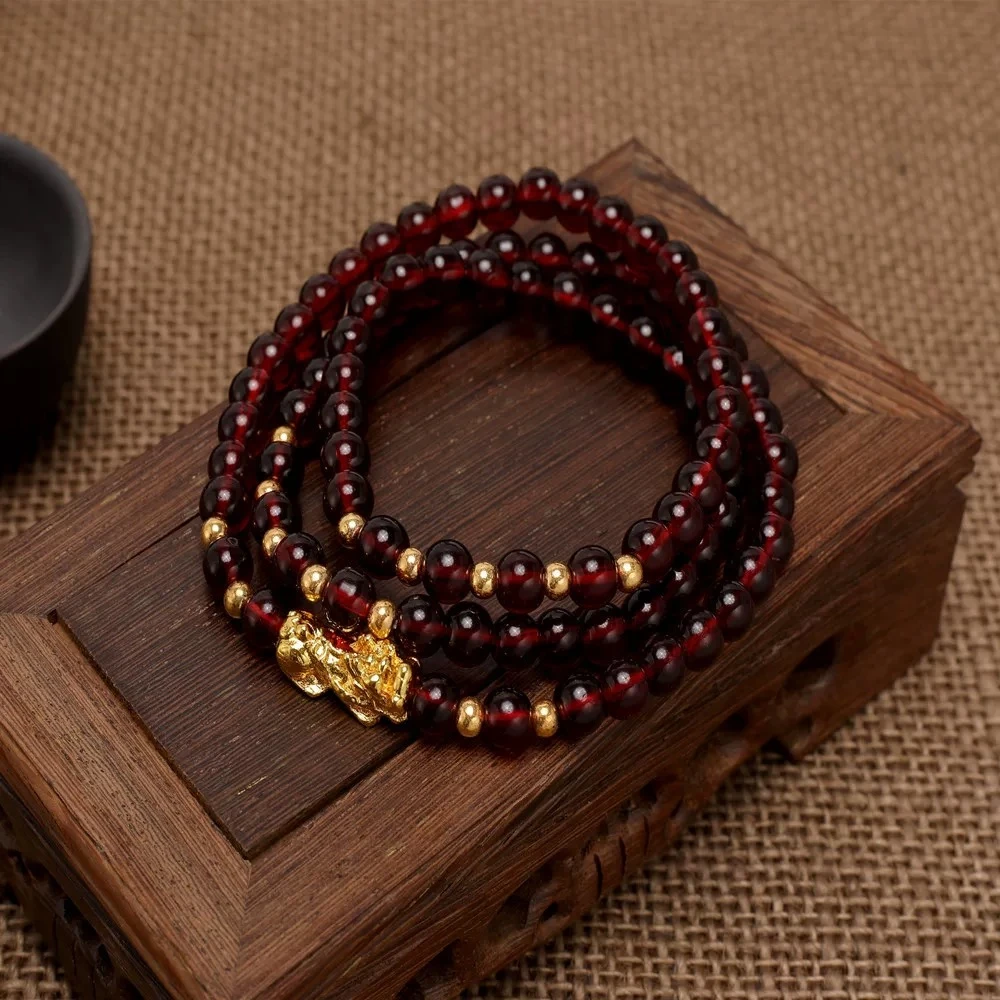 非金属珐琅手链 ys-522 守财貔貅石榴手串多圈 无礼盒