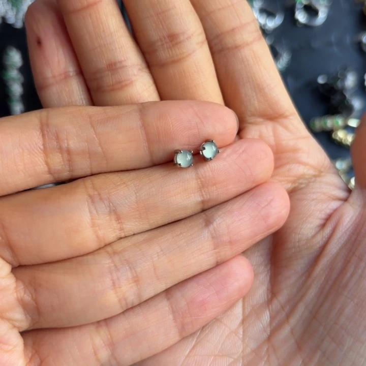 翡翠银S925镶嵌耳饰