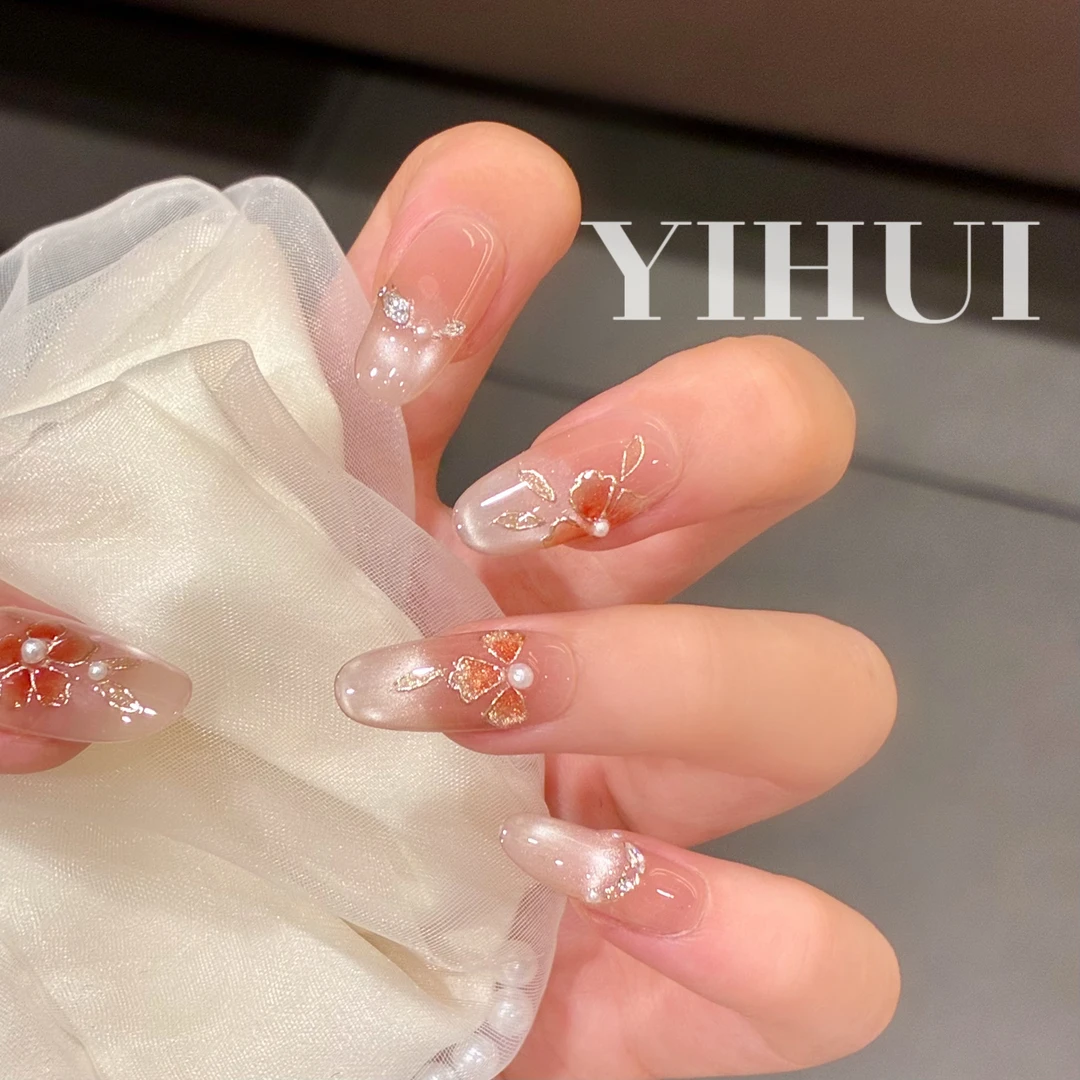 (花神纪）逸绘国风款美甲掐丝珐琅工艺高奢显白纯手工穿戴甲