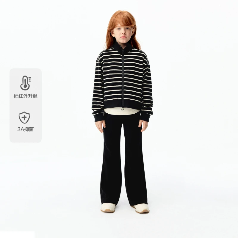 远红外蓄热抑菌littlemoco童装25冬新款女童休闲套装外套喇叭裤