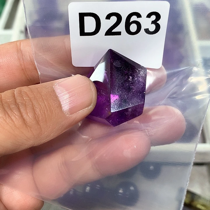 紫晶天然水晶柱子D263未镶嵌心****镜