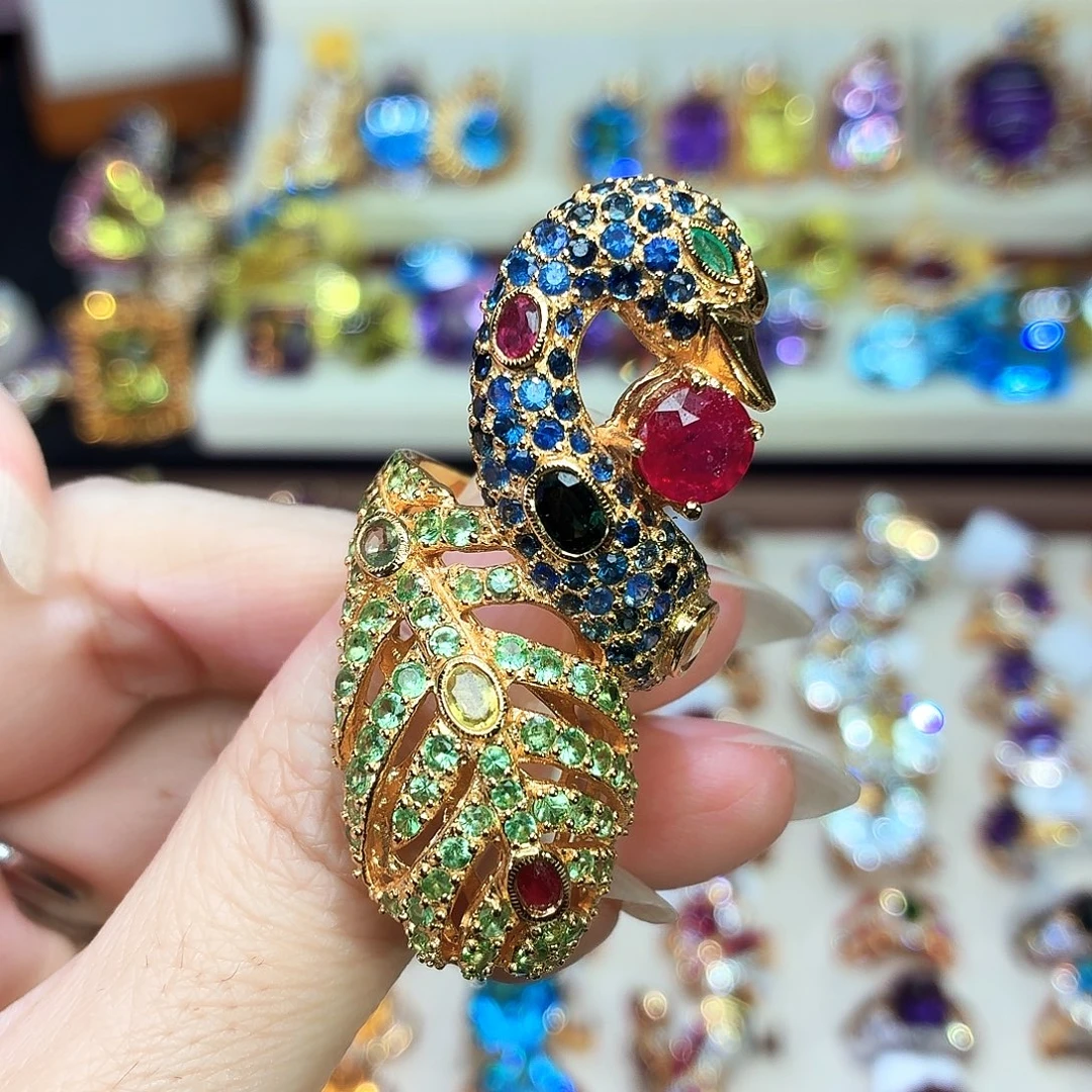 翱***翔蓝宝石戒指银S925镶嵌