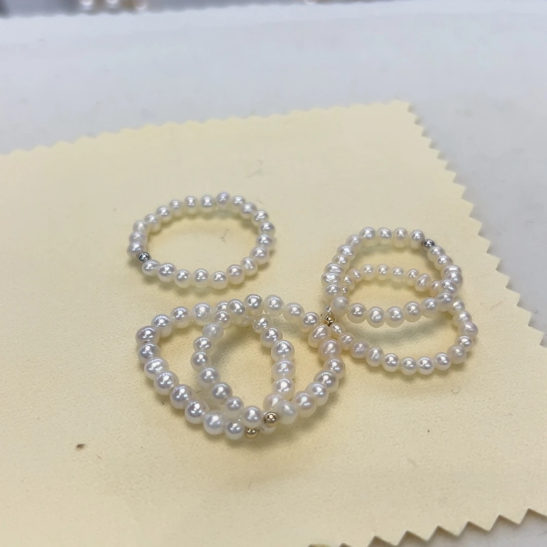 淡水珍珠戒指银S925镶嵌一**红