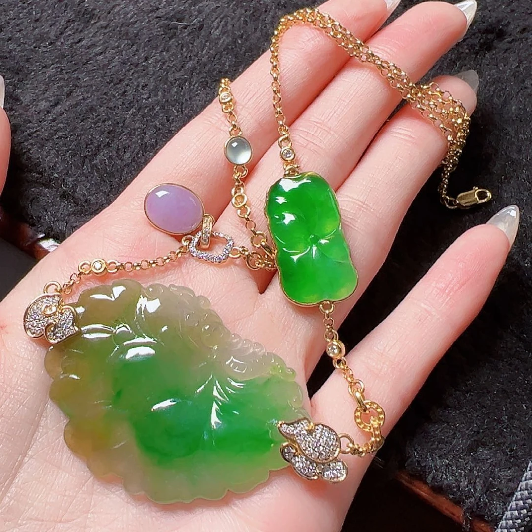 翡翠项链18K金镶嵌签收后24小时鉴赏期，过时不退