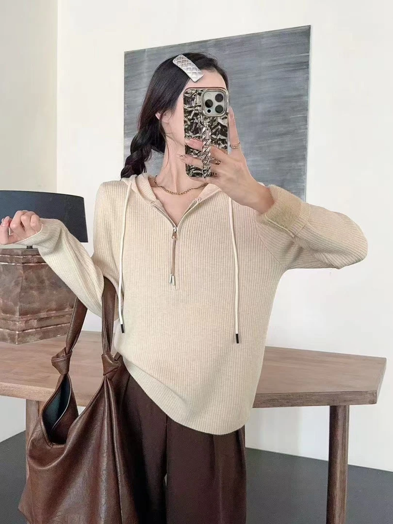 H.H2025春秋针织毛衣气质显瘦百搭法式上衣