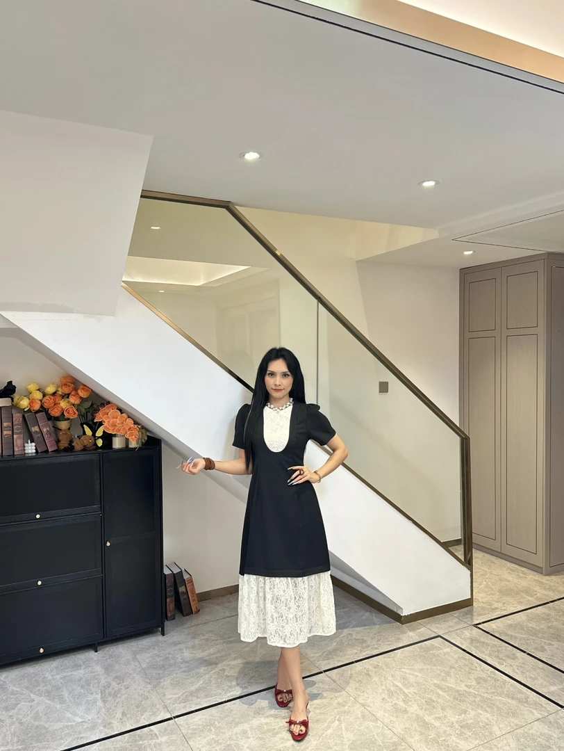 A&N   【空灵之境】夏季时尚假两件蕾丝拼接显瘦连衣裙