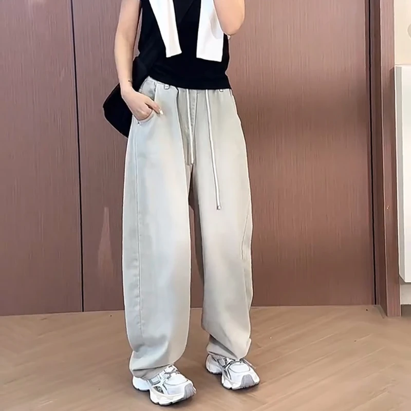 弯刀牛仔裤女阔腿香蕉裤秋季2025新款梨形身材高腰显瘦直筒拖地裤