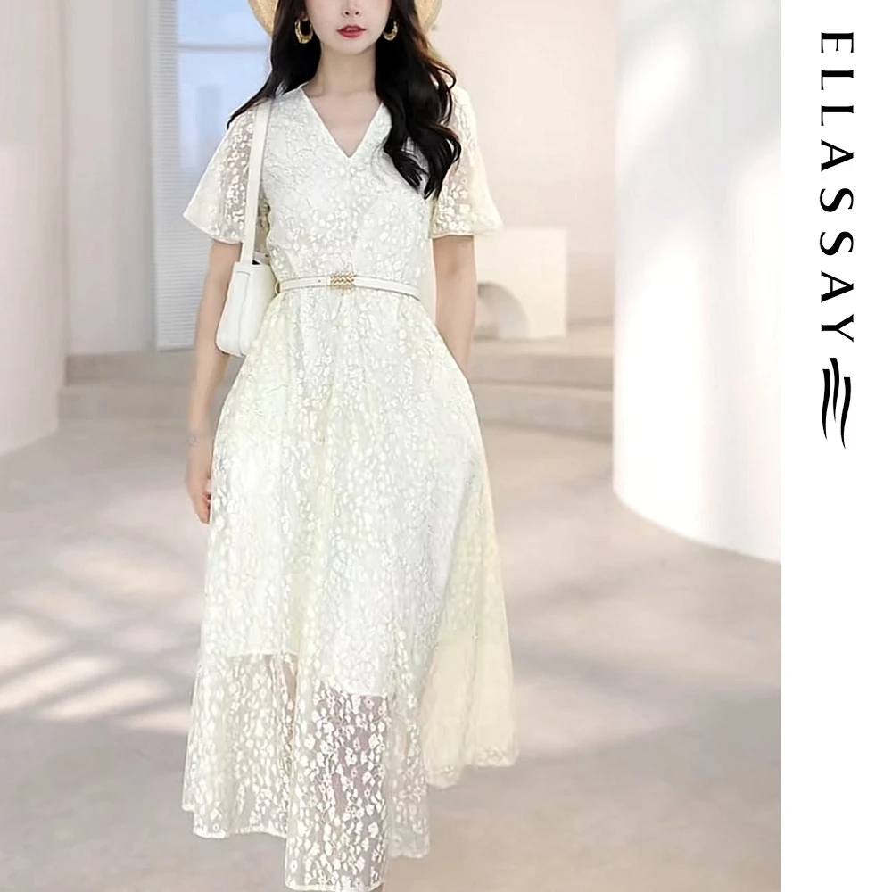 【法式蕾丝】歌力思24春夏新款尤莱特碎花气质连衣裙EWD352Y17800