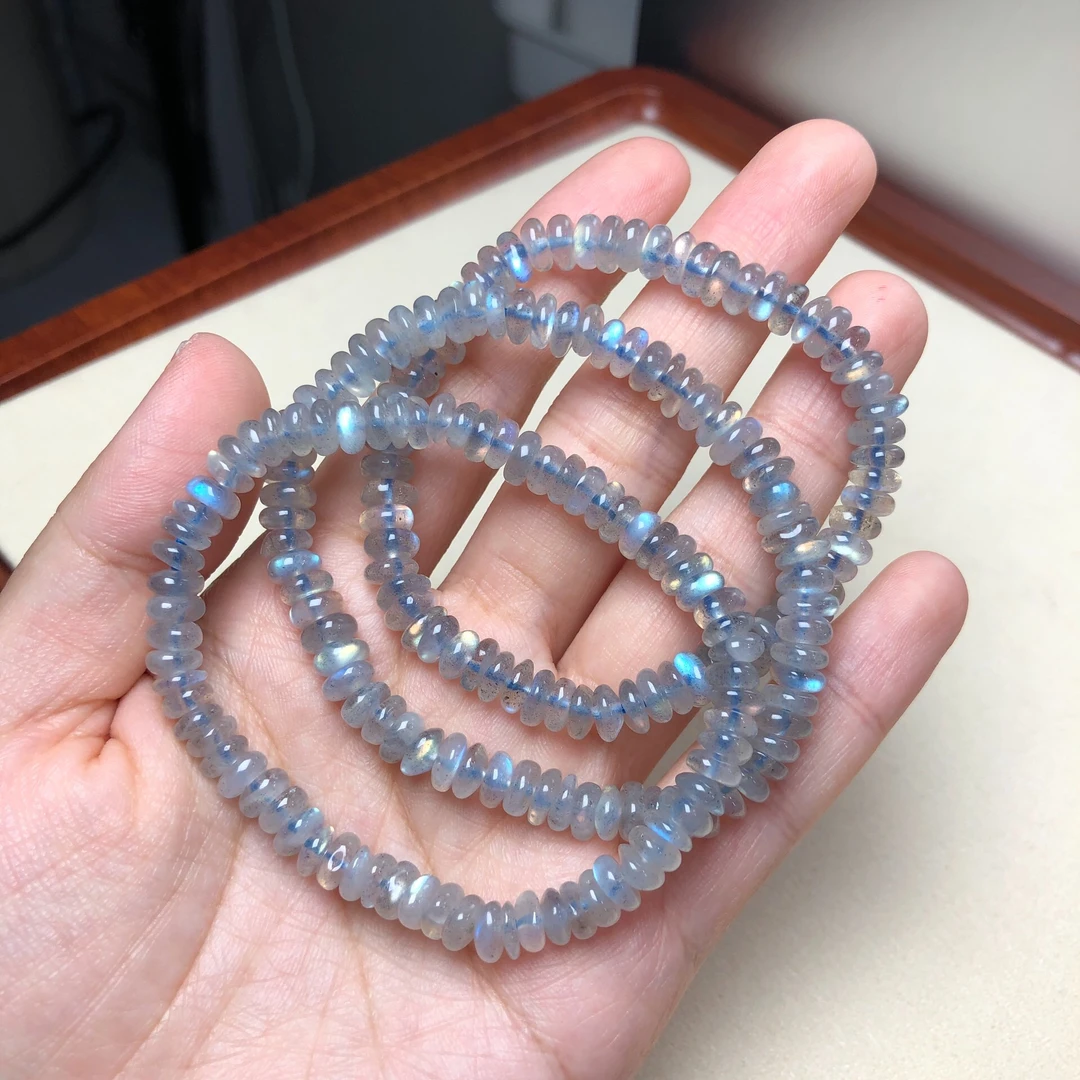 52980天然随行药片珠6mm灰月光蓝月光手链多样性发一