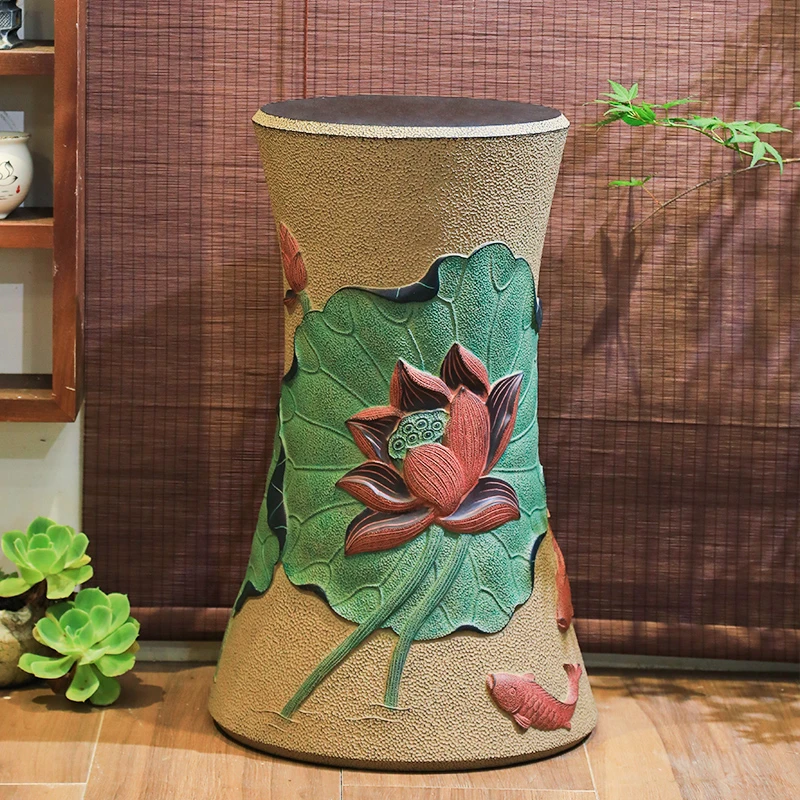 创意新中式喷泉流水摆件底座装饰鱼缸底座客厅落地仿古摆设