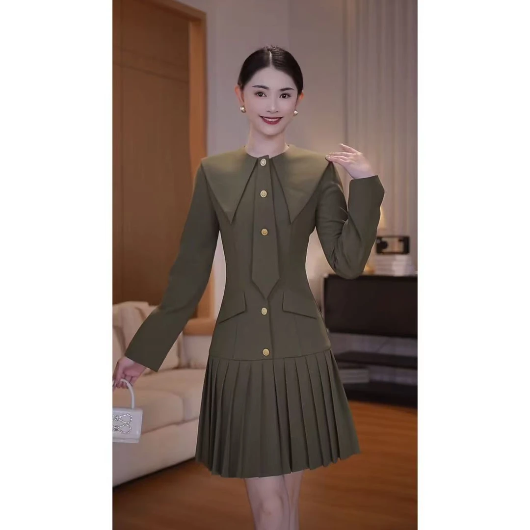 【古蔓诗福利款】7939品牌女装连衣裙新款高级感收腰长袖显瘦