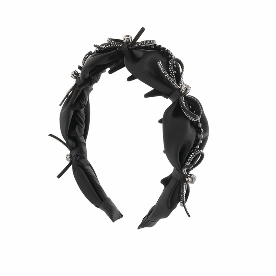 [天鹅湖畔]高级感手工高颅顶齿梳发箍闪钻蝴蝶结头箍高端精致头饰