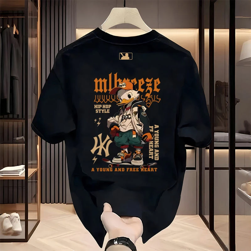 【正品高端潮牌】2025新款夏季纯棉男短袖T恤重磅宽松潮牌圆领体恤