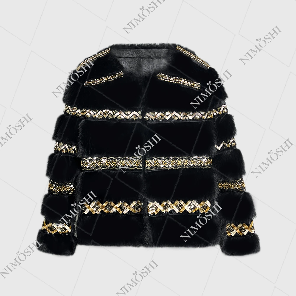 NIMOSHI莎莎新款重工气质百搭宽松毛绒外套冬季L5154