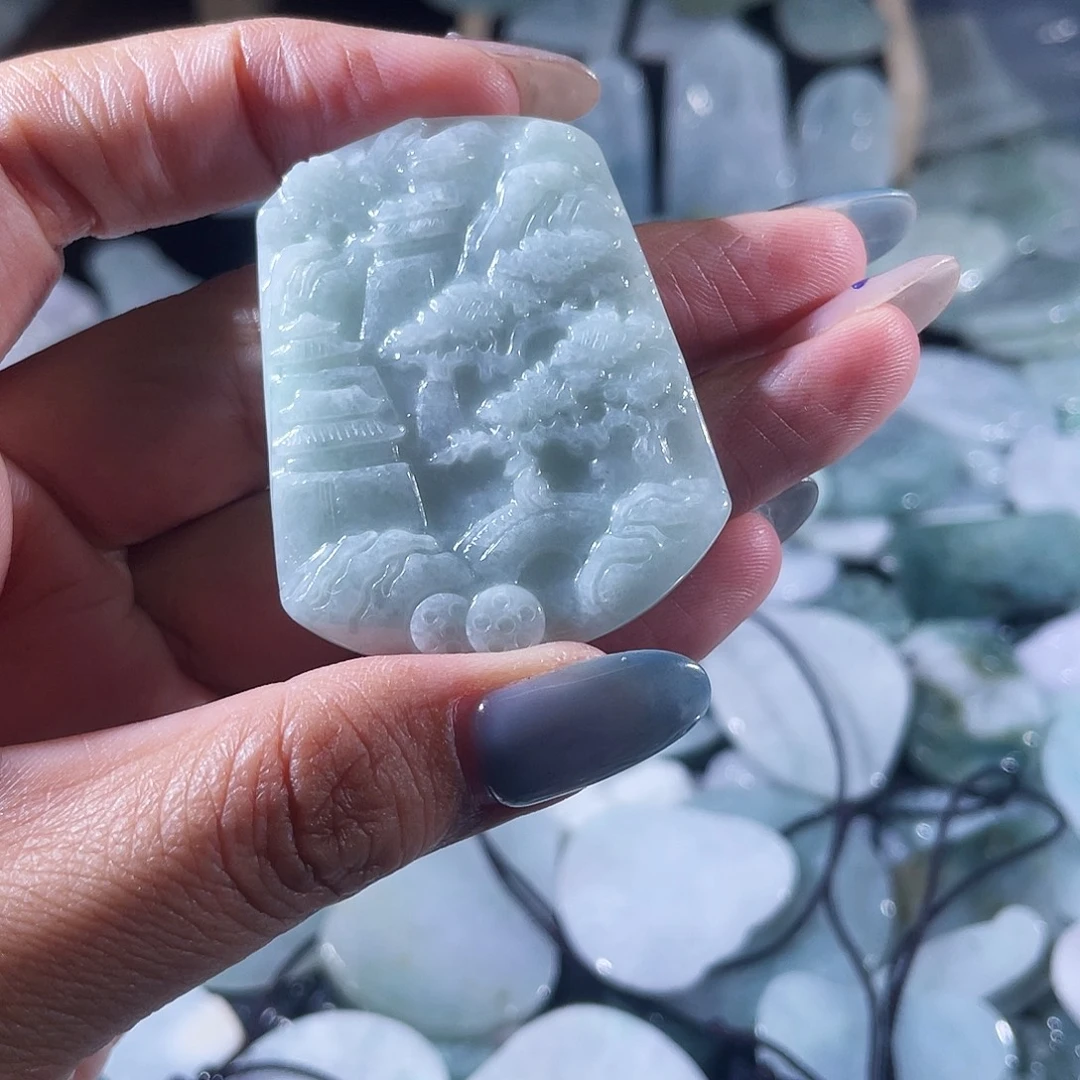 翡翠未镶嵌吊坠(不含链)山水