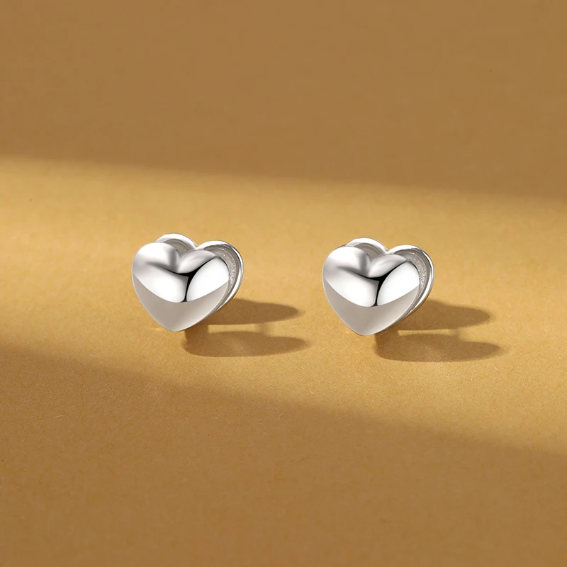 言若银匠 925银耳饰 纯银耳扣女甜美爱心简约小巧百搭耳环EK202