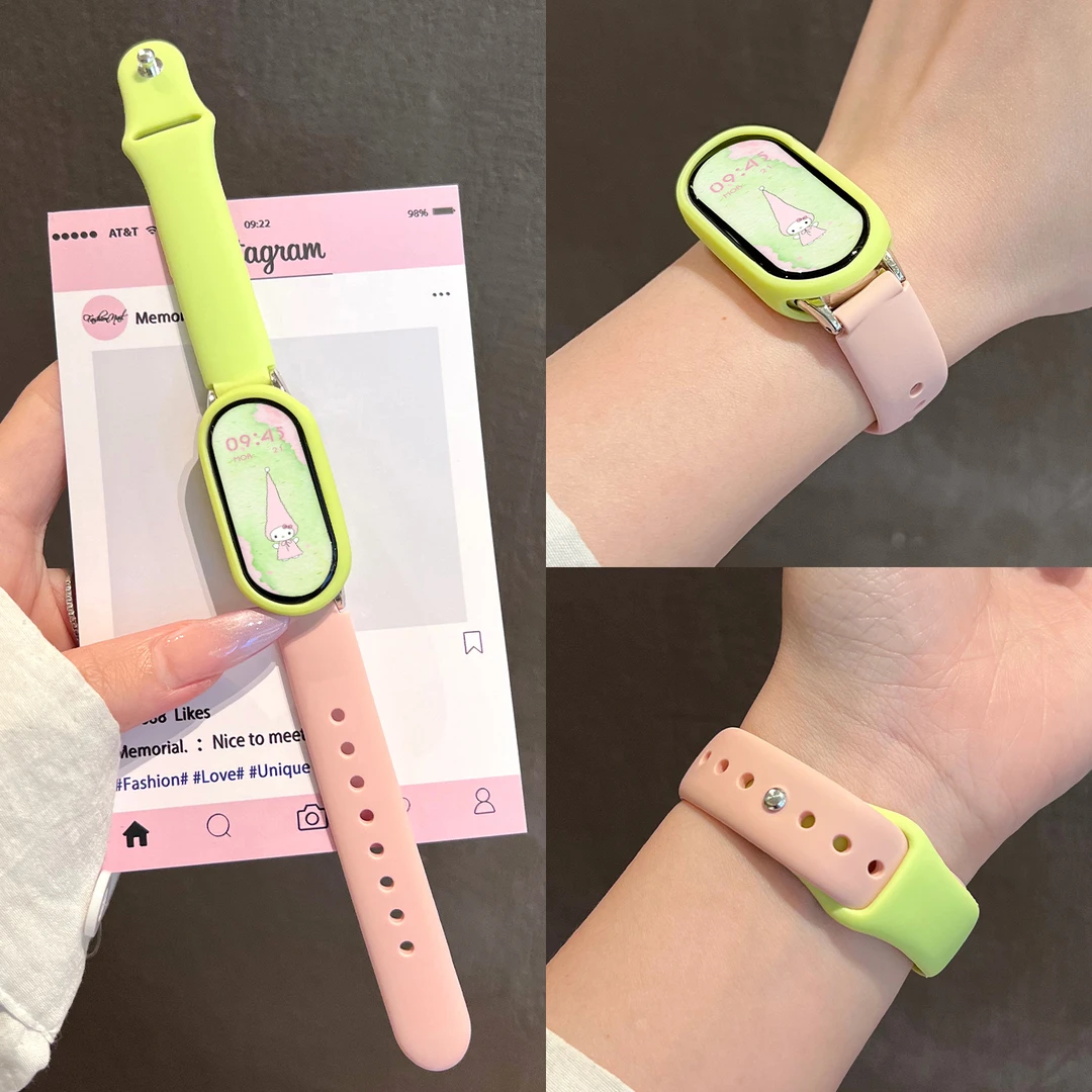 适用小米手环10表带9手环腕带陶瓷版8pro硅胶NFC撞色7/6/5/4/3