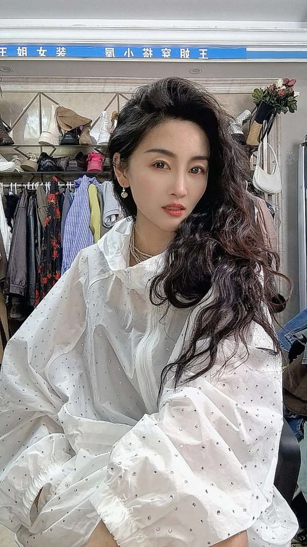 夏季连帽重工亮钻外套白色防晒衫上衣百搭设计师