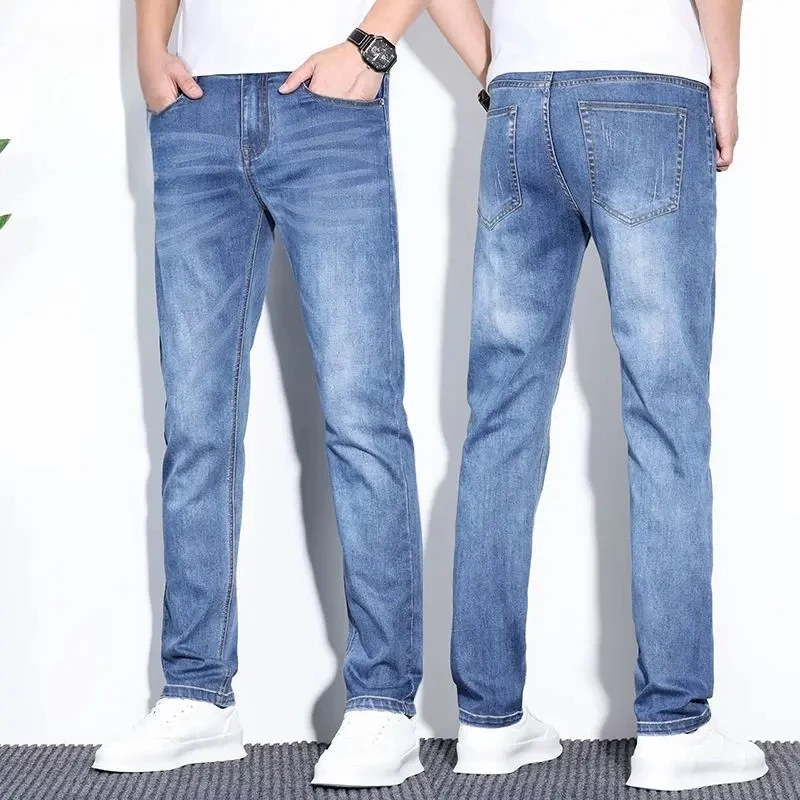 真维斯蓝色牛仔裤男款爆款2025新款休闲弹力直筒长裤子男夏季薄款