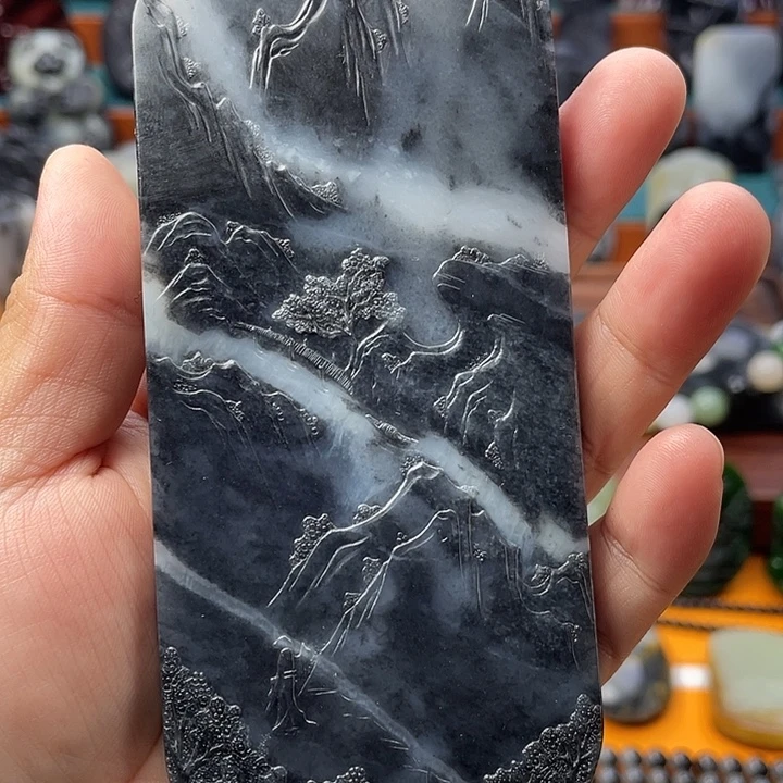 淡***茶和田玉未镶嵌挂件