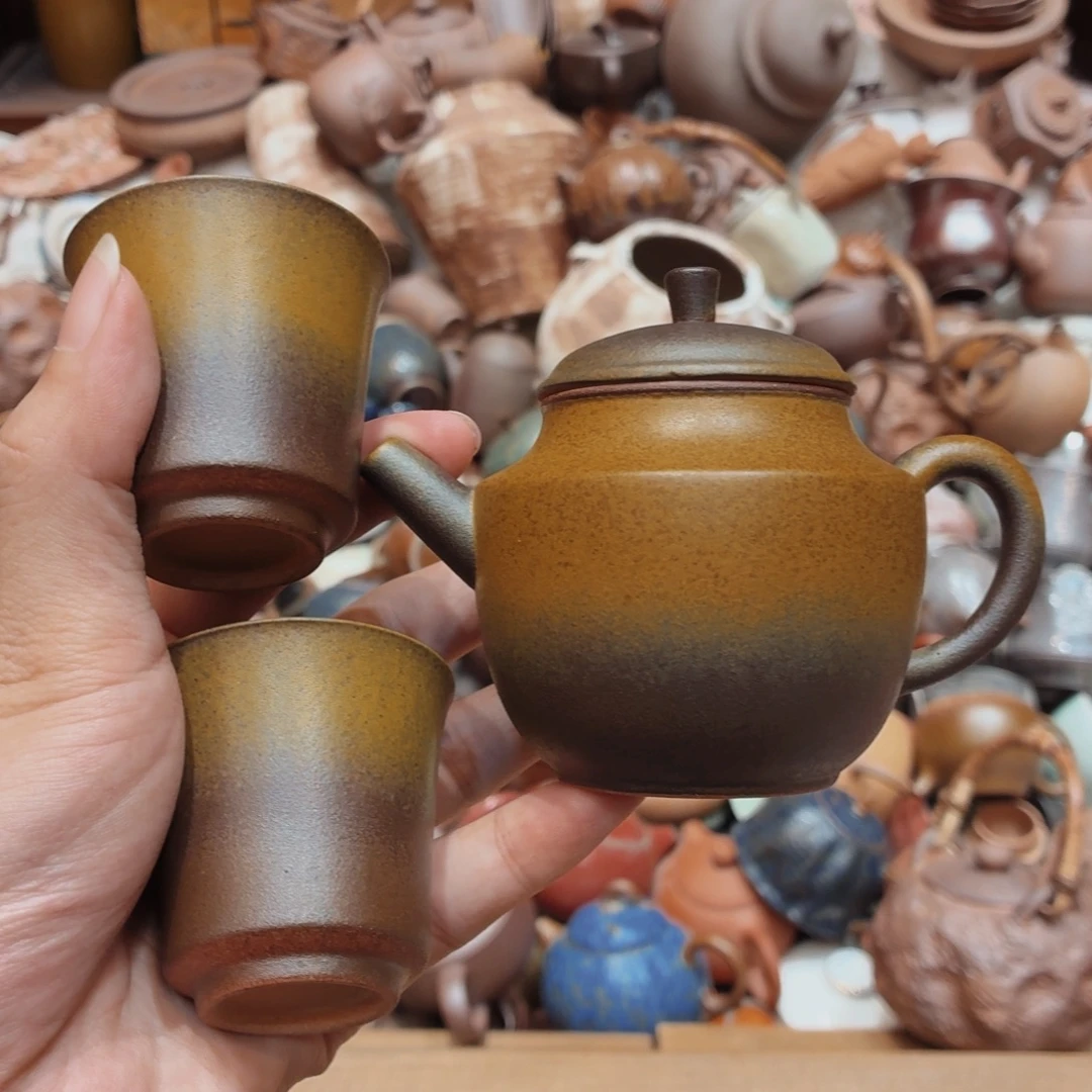 柴烧老岩泥高温茶器皿