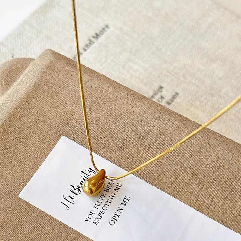 钛钢吊坠 GD【洗澡不用摘】新款钛钢独家极细水滴吊坠项链 锁骨链