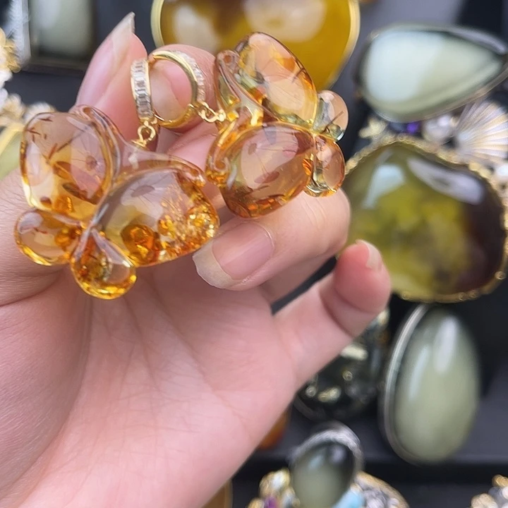 琥珀银S925镶嵌裸石