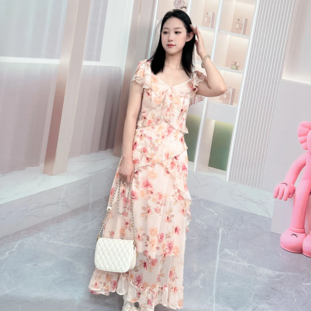 法式碎花显瘦连衣裙4252339033