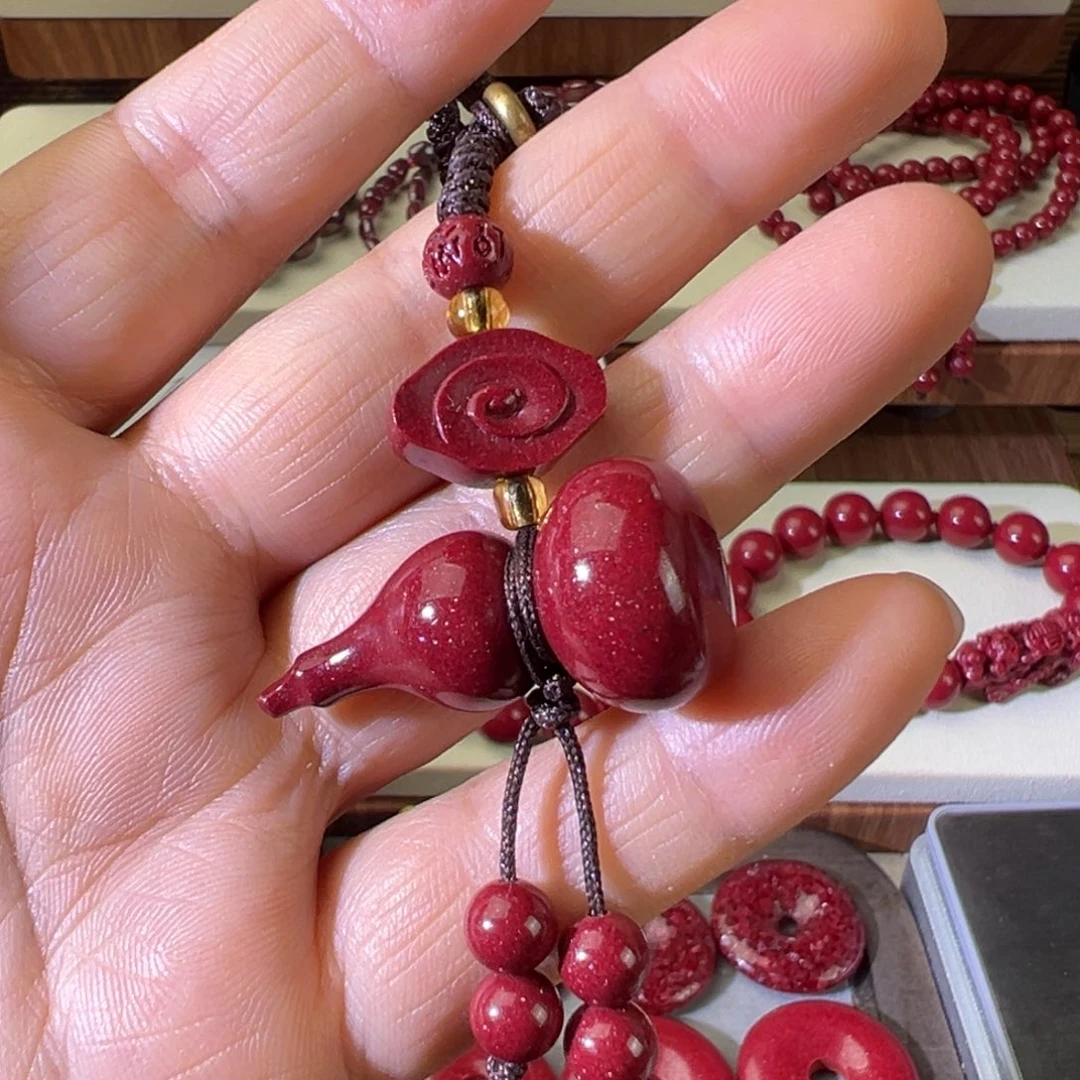 天然辰砂葫芦钥匙扣