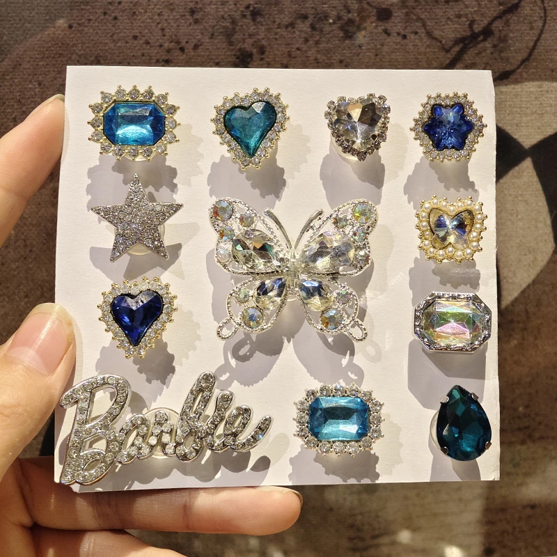 韩版小香风洞洞鞋鞋花饰品配件镶钻闪耀水晶夏日男女洞洞鞋鞋花