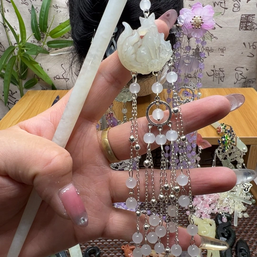 蛇纹石玉合金发饰