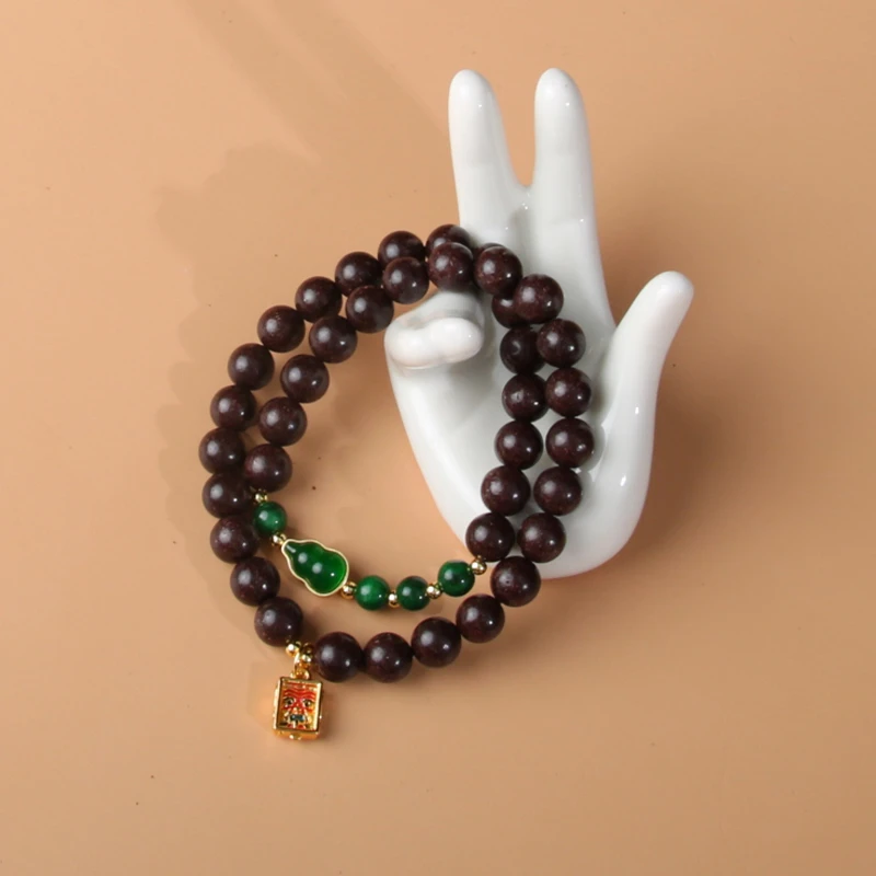 西夏暖宫合香天然古法扎基葫芦款双圈手串【0998】