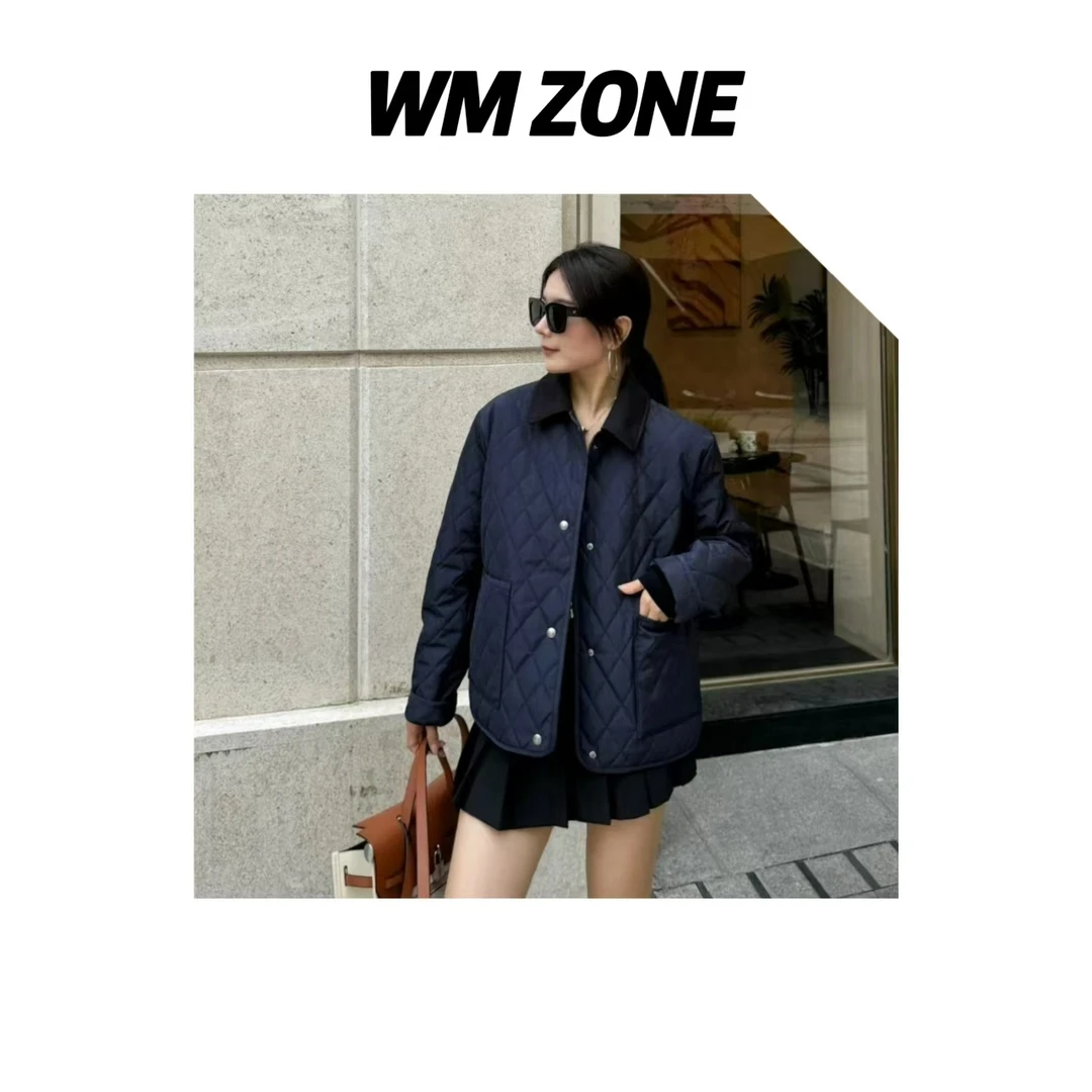 虎儿 3-2574 双面穿-菱格衍缝翻领棉服