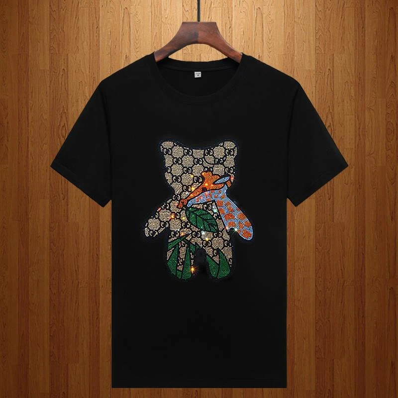 【香港立督&轻奢正品】欧洲站夏季莫代小熊烫钻短袖t恤男时尚半袖潮