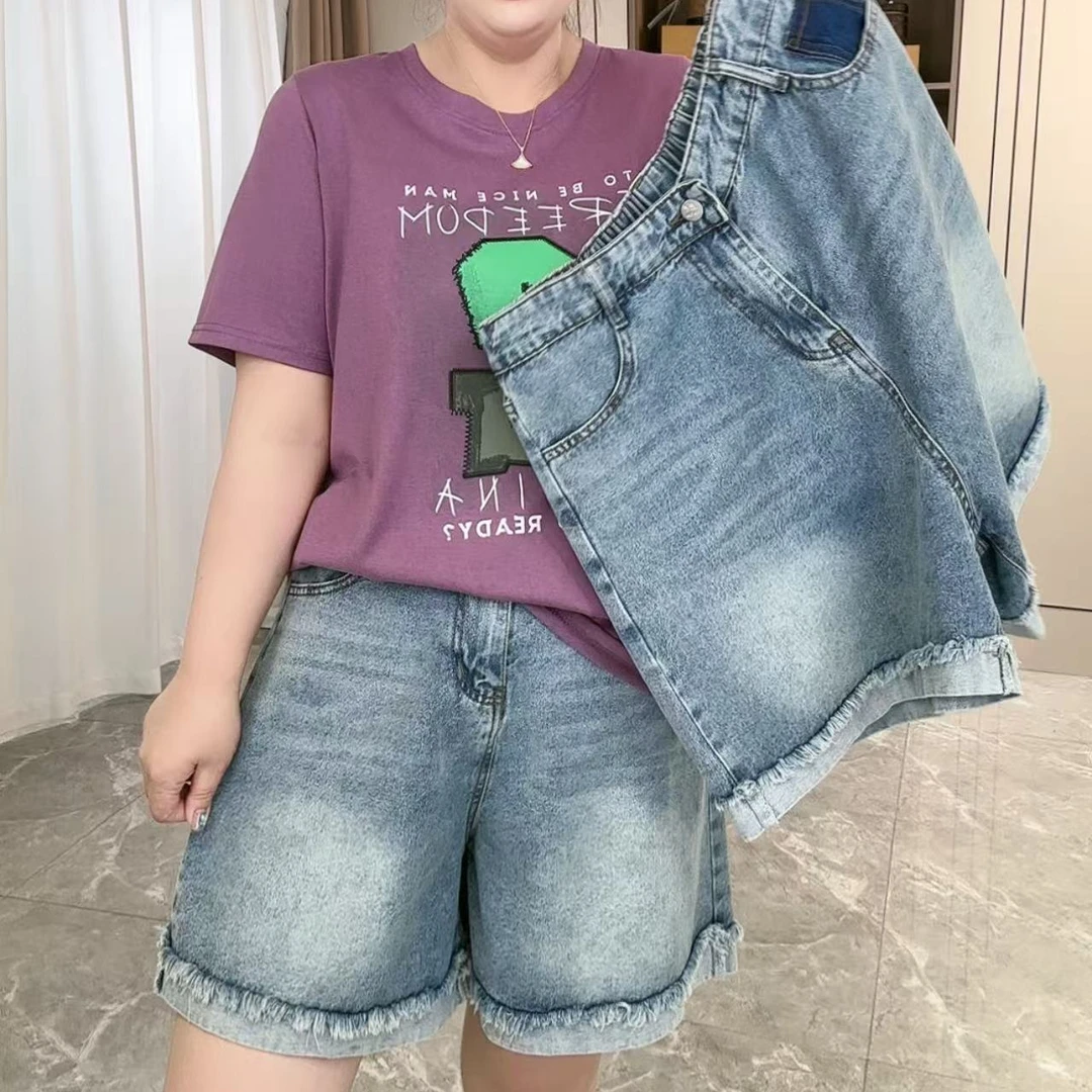 90301宽松百搭A字版毛边牛仔短裤