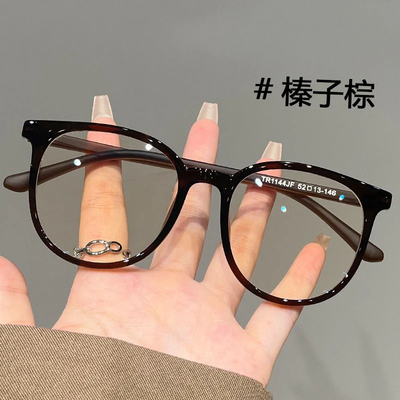 超轻茶色近视眼镜女文艺韩系高级感大框专业防蓝光平光眼睛架