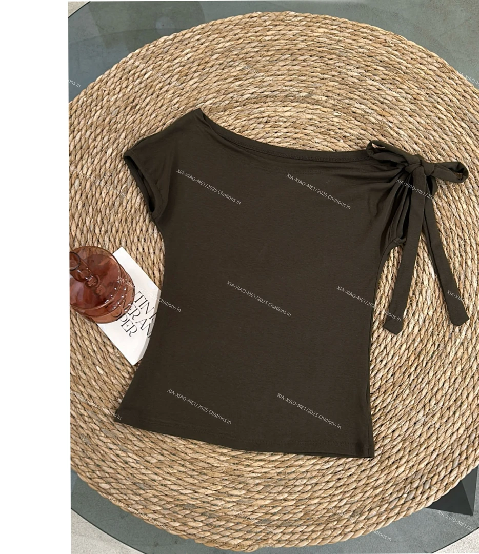 XIAOMEI ｜多种穿法咖色T上衣-5218