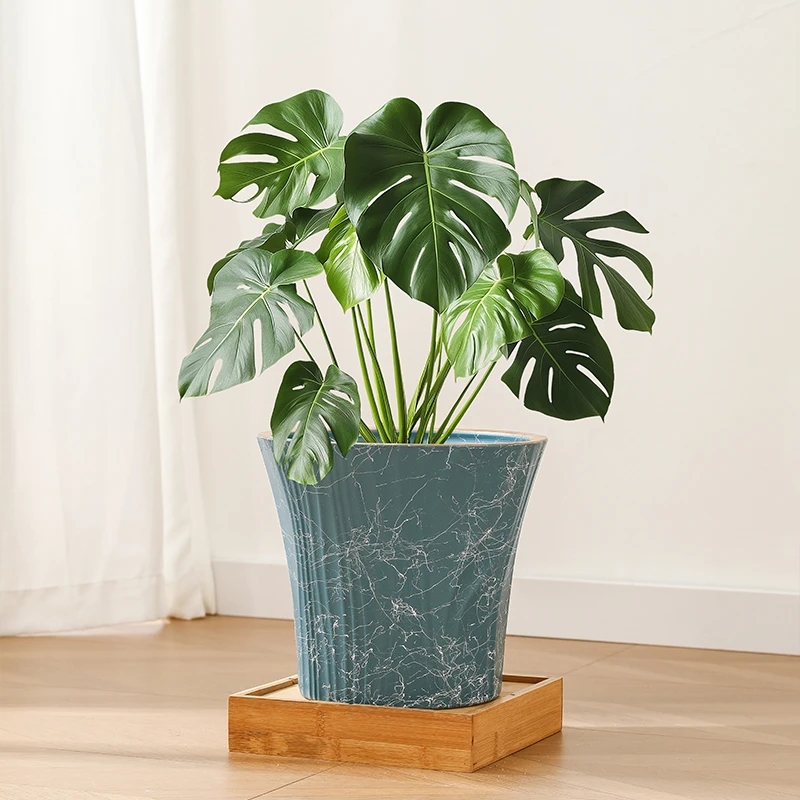 特大号新款波浪线陶瓷花盆百搭适合室内外发财树绿萝多种绿植摆放